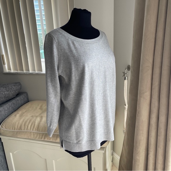 Banana Republic Boat Neck 3/4 Sleeves Sweater Knit Top Gray w/Silver Size M - Picture 1 of 8